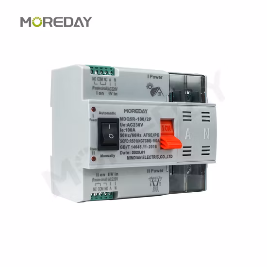 Moreday 2p 4p ATS 63A 100A 125A Generator ATS Controller Automatic Transfer Switch Dual Power Changeover Switch PC Class