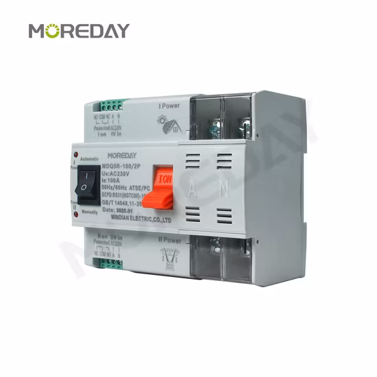 Moreday 2p 4p ATS 63A 100A 125A Generator ATS Controller Automatic Transfer Switch Dual Power Changeover Switch PC Class