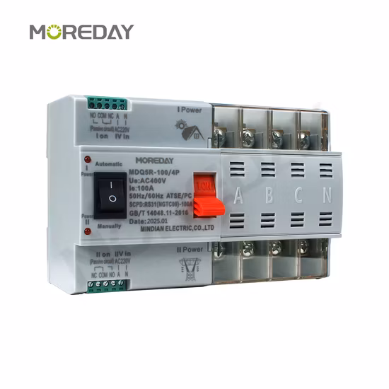Moreday-generador ATS 2p 4p 63A 100A 125A, controlador ATS, Interruptor de Transferencia Automática, interruptor de cambio de doble potencia, clase PC
